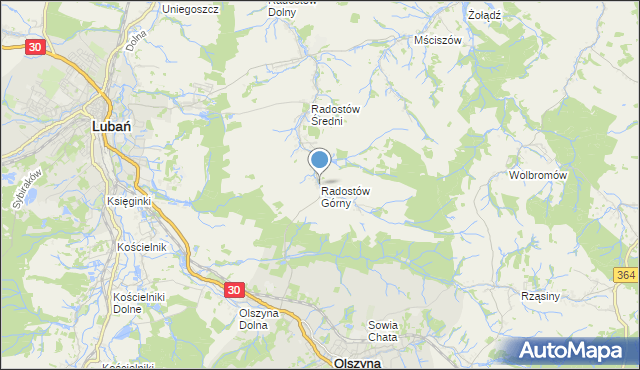 mapa Radostów Górny, Radostów Górny na mapie Targeo